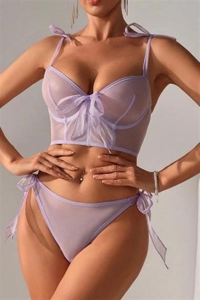 Bella Notte Lila Transparan İkili İç Çamaşır Takım 16087