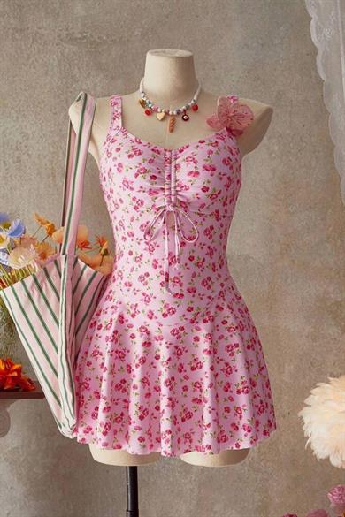 Bella Notte Pembe Çiçek Desenli Mini Gecelik 35521