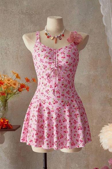 Bella Notte Pembe Çiçek Desenli Mini Gecelik 35521