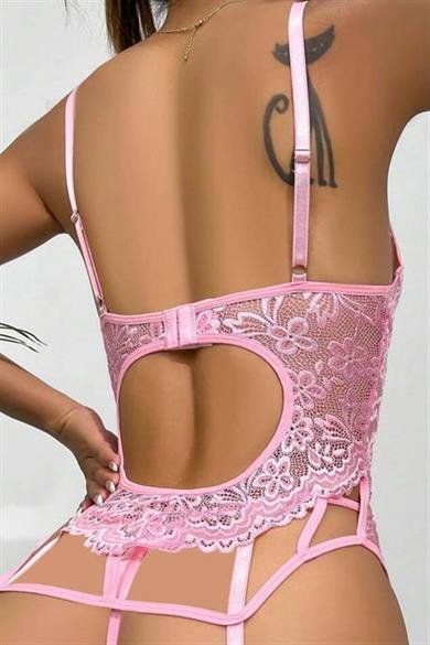 Bella Notte Pembe Dantelli Jartiyer Gecelik 16527