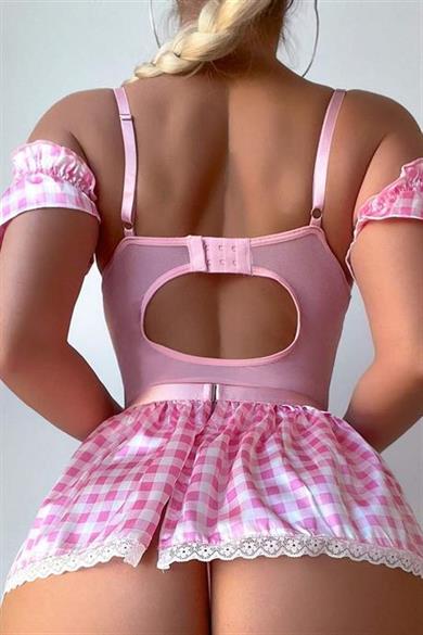 Bella Notte Pembe Pötikareli Gecelik 17022