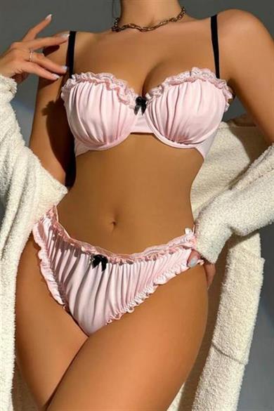 Bella Notte Pudra Balenli İkili Sütyen Takım 16082