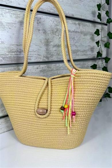 Bella Notte Sarı Kadın El Yapımı Günlük/Plaj Çantası 8004