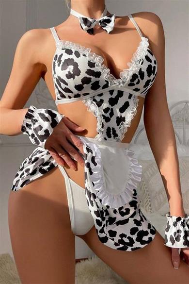 Bella Notte Siyah-Beyaz Dalmaçya Desenli Kostüm 17019