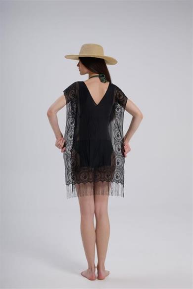 Bella Notte Siyah Bikini ve Mayo Üstü Desenli Raşel Pareo Şalı P-9002