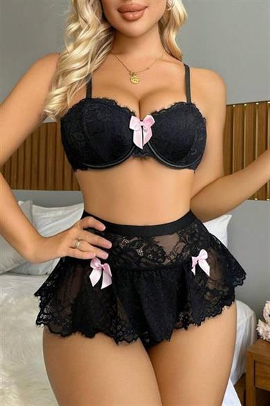 Bella Notte Siyah Dantelli Teddy Babydoll 7540