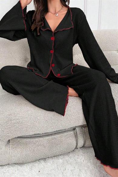 Bella Notte Siyah Uzun Kollu Pijama Takımı 7396
