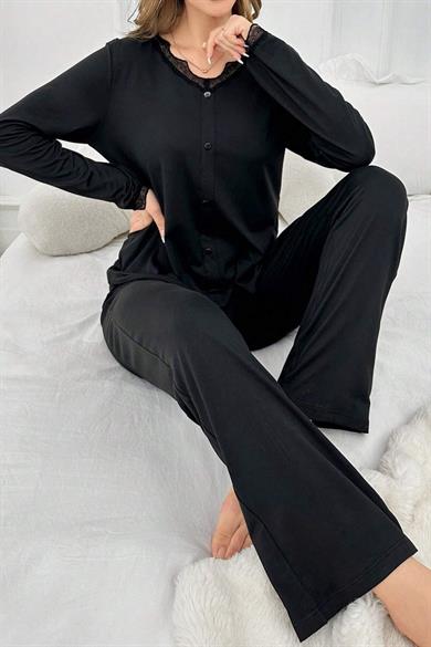 Bella Notte Siyah Uzun Kollu Pijama Takımı 7177