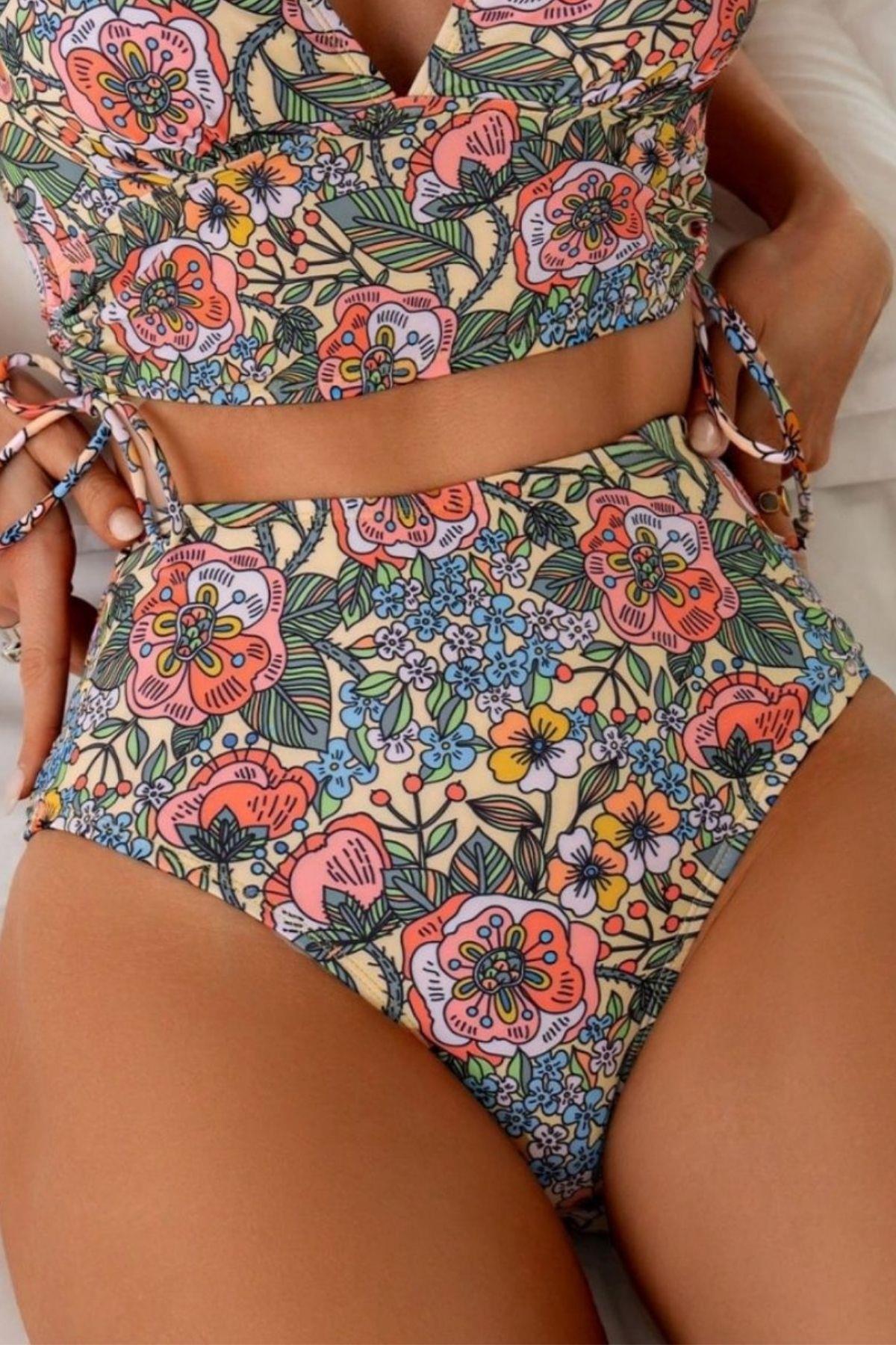 Bella Notte Çok Renkli Yüksel Bel Bikini Altı M-9029