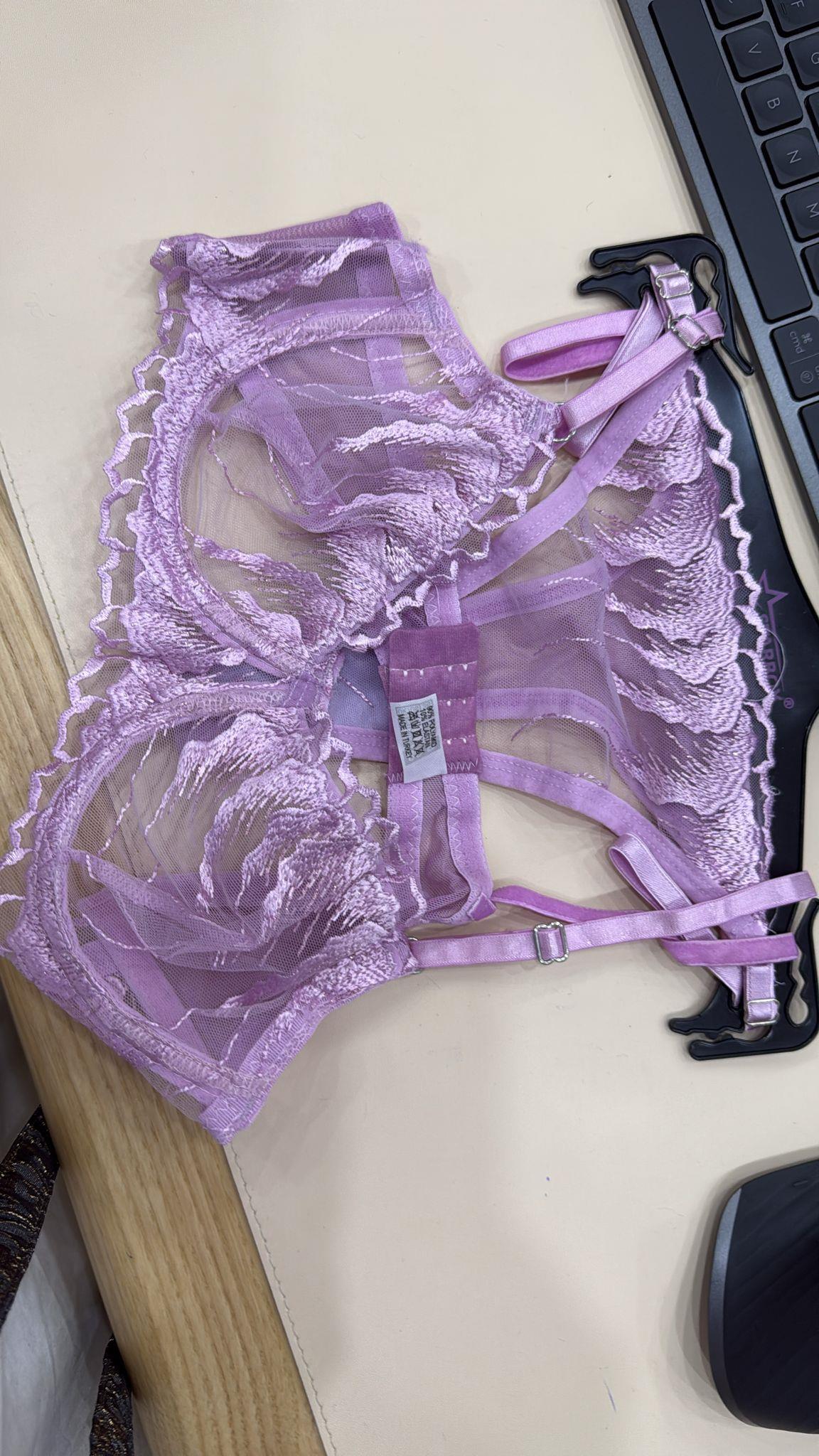 Bella Notte Lila İşlemeli Romantik Sütyen Takımı 19034