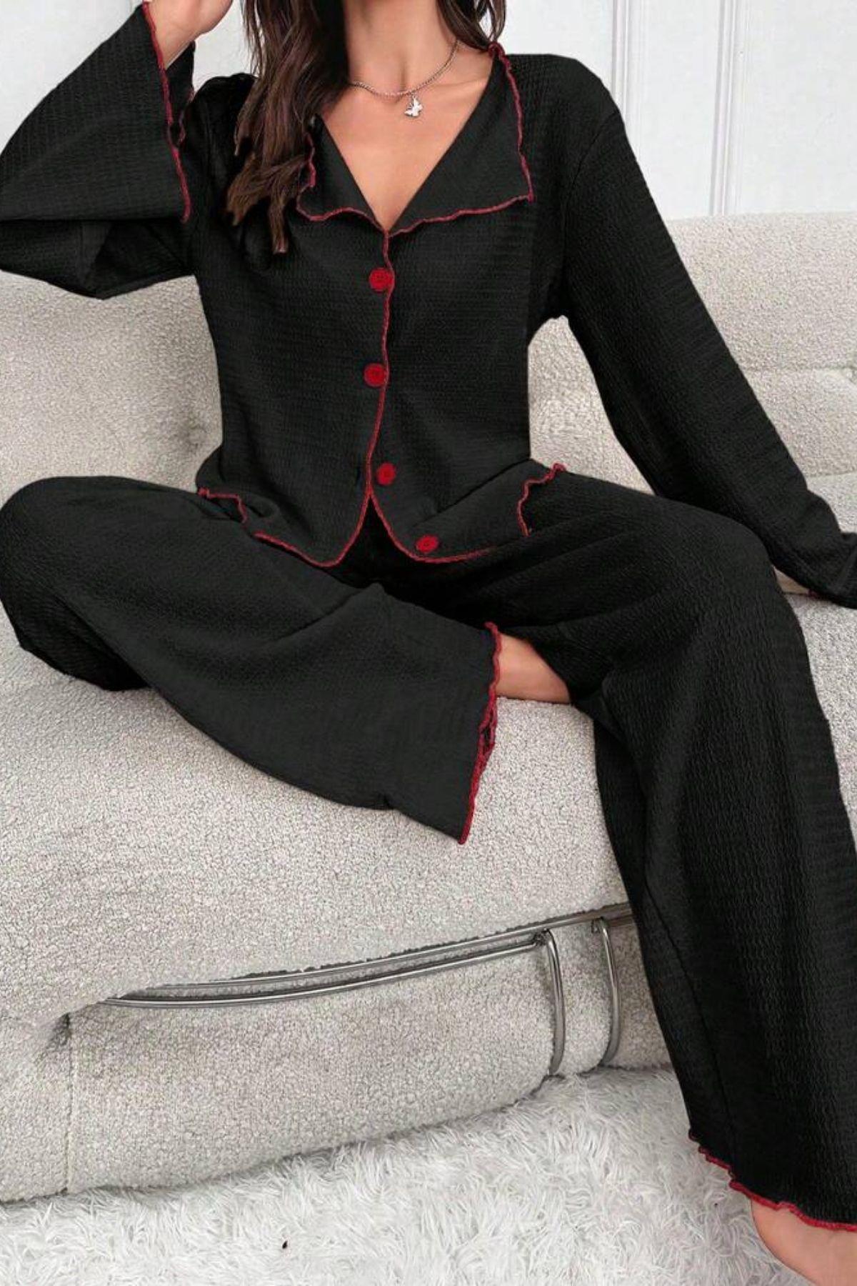 Bella Notte Siyah Uzun Kollu Pijama Takımı 7396