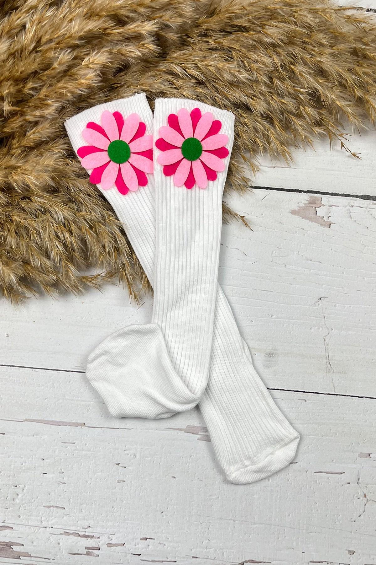 Kız Bebek Çiçek Diz Altı Çorap