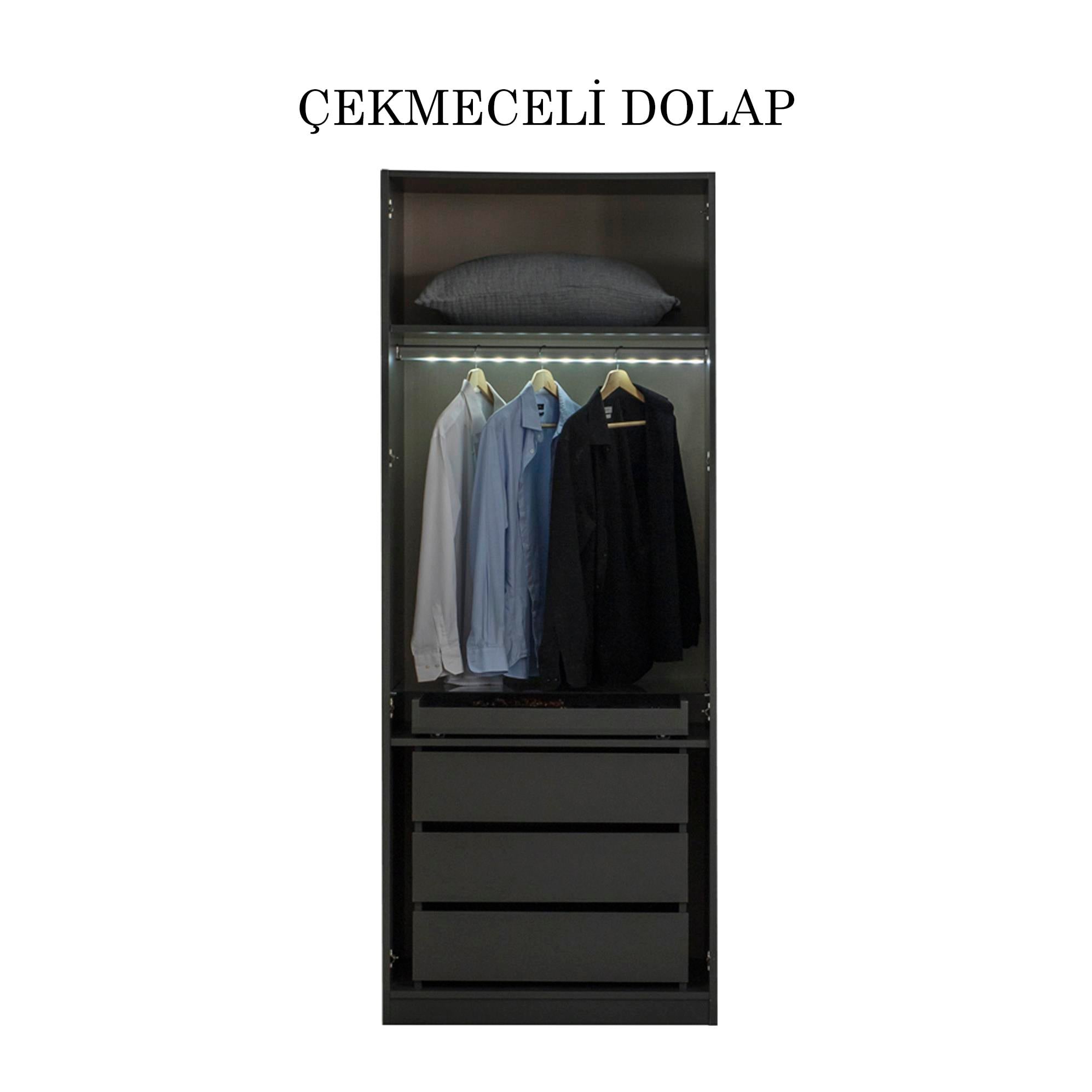 Bronze 2 Kapılı Çekmeceli Dolap