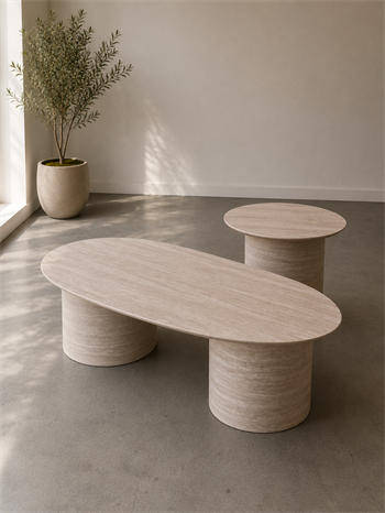Mona Set Sehpa - Traverten