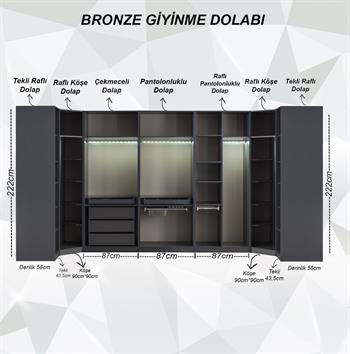 Bronze Komple Raflı Dolap