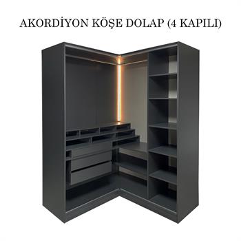 Bronze Akordiyon Köşe Dolap