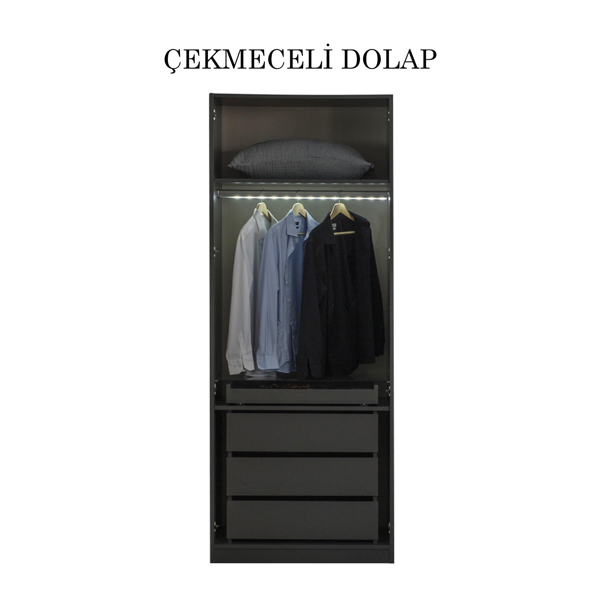 Bronze 2 Kapılı Çekmeceli Dolap