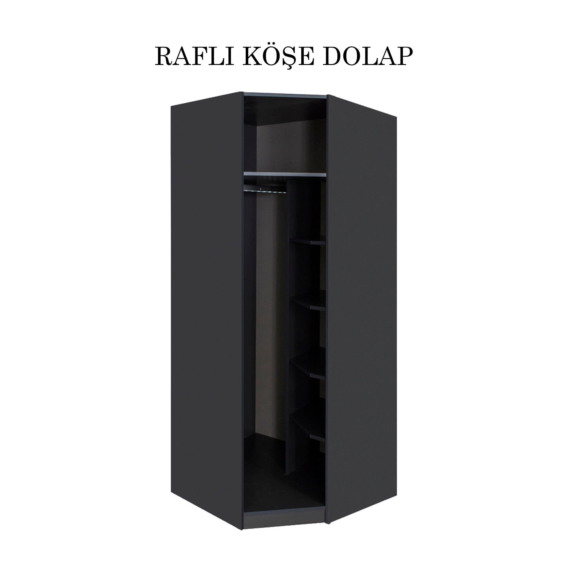 Bronze Raflı Köşe Dolap