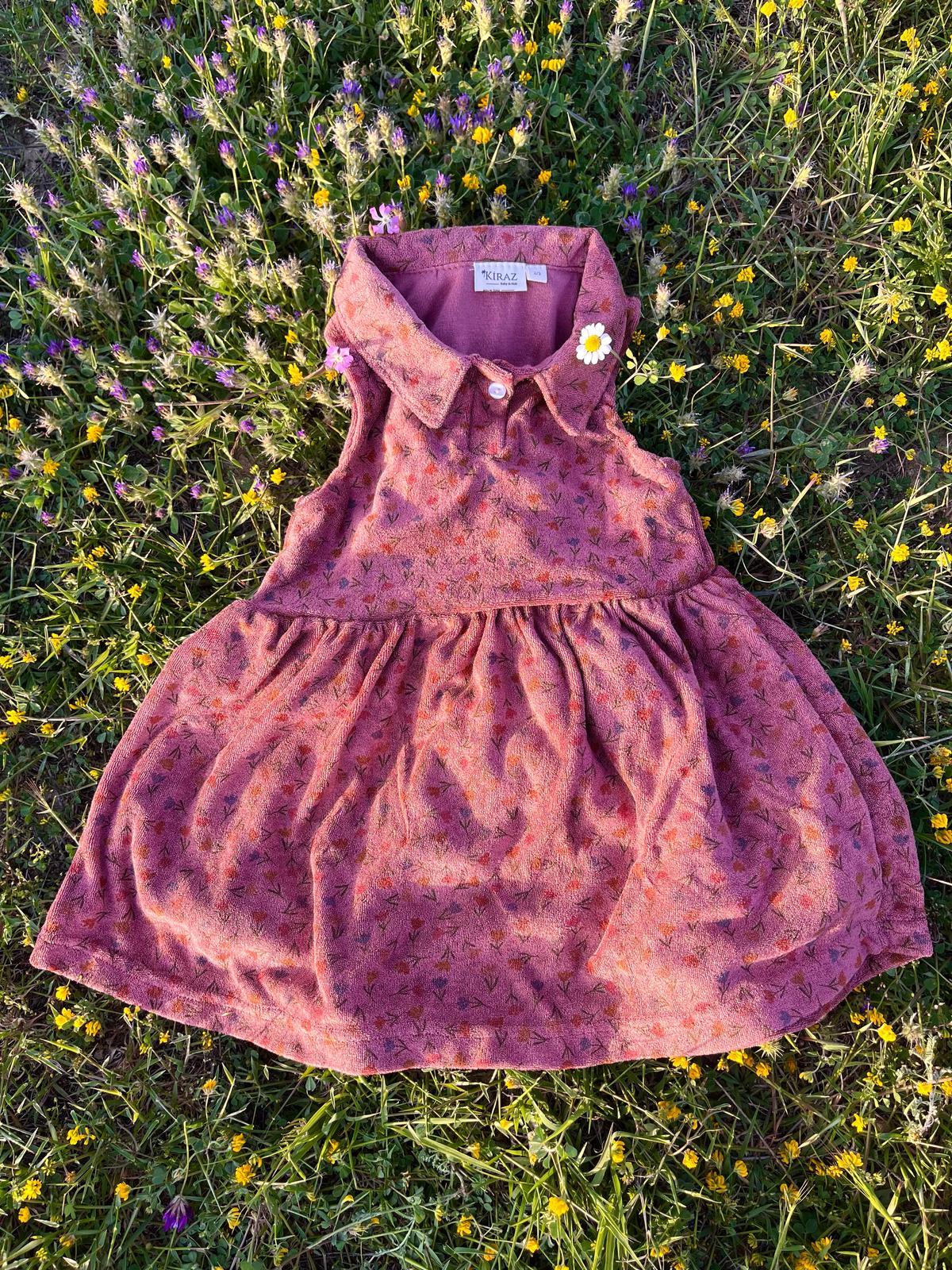 TİCİMAXELBİSEticimaxLaleli  Yaka Detaylı Mor Elbisekirazkids