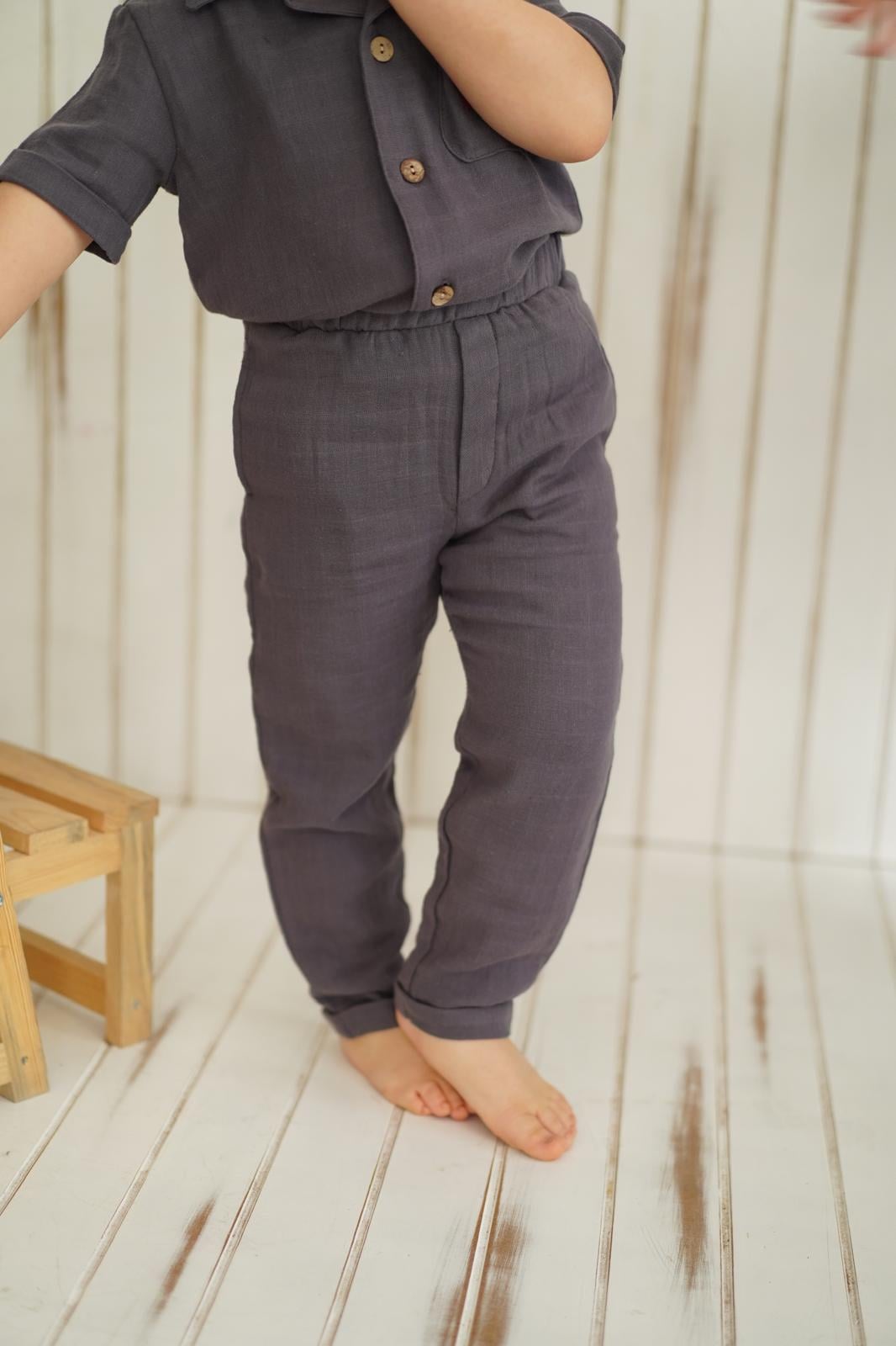 PANTOLONGİYİMKİRAZKİDSMÜSLİN PANTOLON ANTRASİTKİMPEKSTEKSTİL