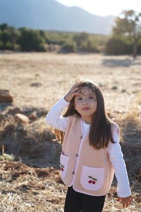 Yelek & CeketKirazkidsKiraz Nakışlı Pembe Teddy YelekKİMPEKS TEKSTİL
