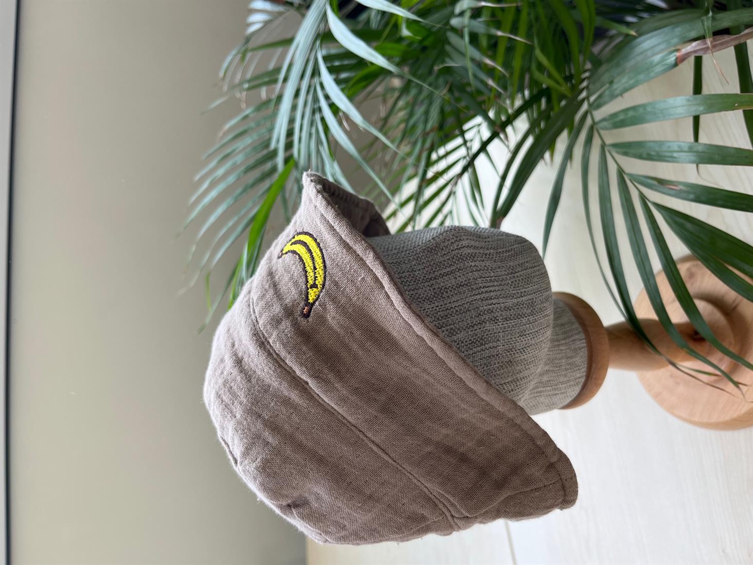 YAZLIK BUCKET ŞAPKAŞapkaKİRAZKİDSBanana Kahverengi Bucket Müslin ŞapkaKİMPEKSTEKSTİL 