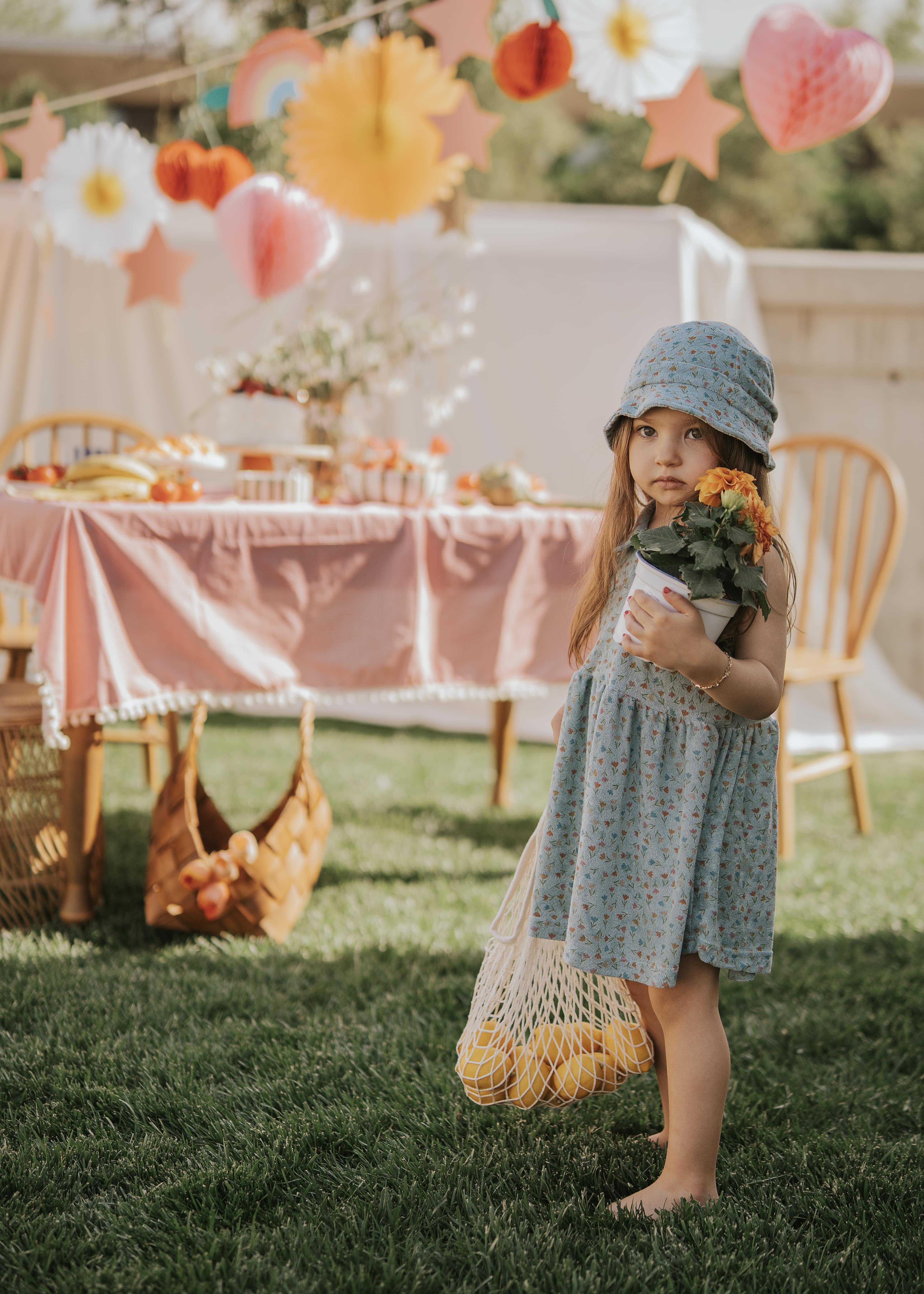 TİCİMAXELBİSEticimaxLaleli  Yaka Detaylı Mavi Elbisekirazkids