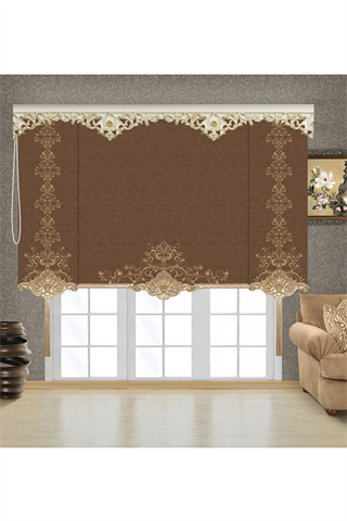 Adam's Roller Blind Lüks Tasarım Kahve Elegans Stor Perde 150*200 cm, Fonlar 50*200 cm