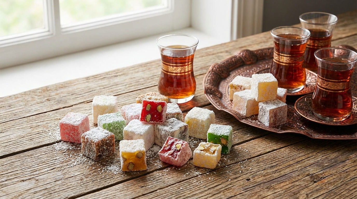 lokum çeşitleri,tatlı sunumu,gıda ürünleri