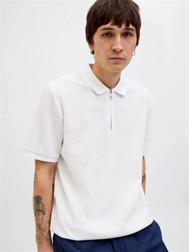 Jack & Jones Jjeaustin Zip Polo Ss Noos Erkek T-Shirt
