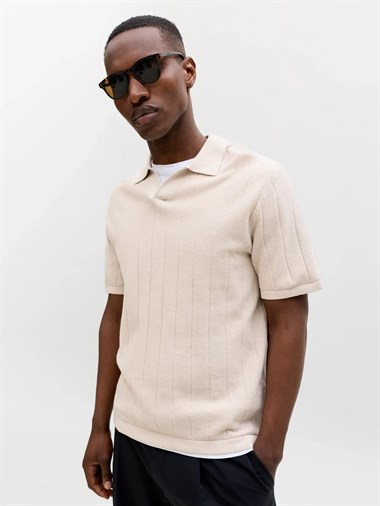 Jack & Jones Jjebradley Knit Split Neck Ss Sn Erkek T-Shirt