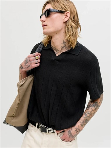 Jack & Jones Jjebradley Knit Split Neck Ss Sn Erkek T-Shirt