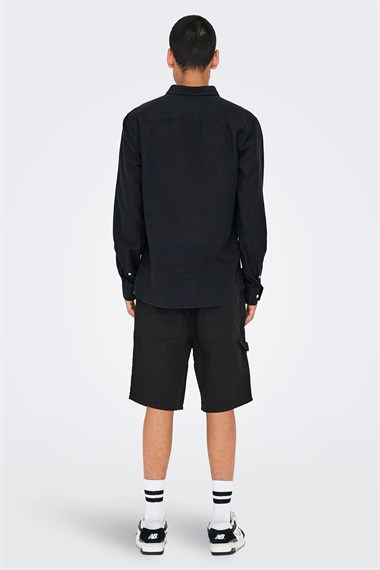 Only & Sons Onscaiden Ls Solid Linen Shirt Noos Erkek Gömlek