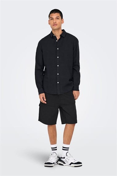 Only & Sons Onscaiden Ls Solid Linen Shirt Noos Erkek Gömlek
