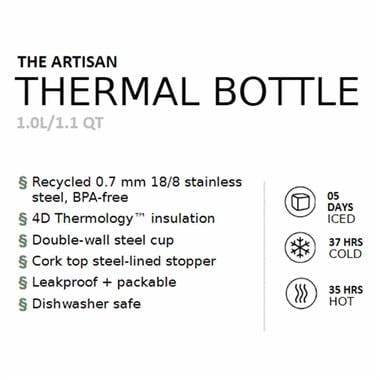 Stanley The Artisan Thermal Bottle 1.0L / 1.1 Qt Hammertone Green Termos