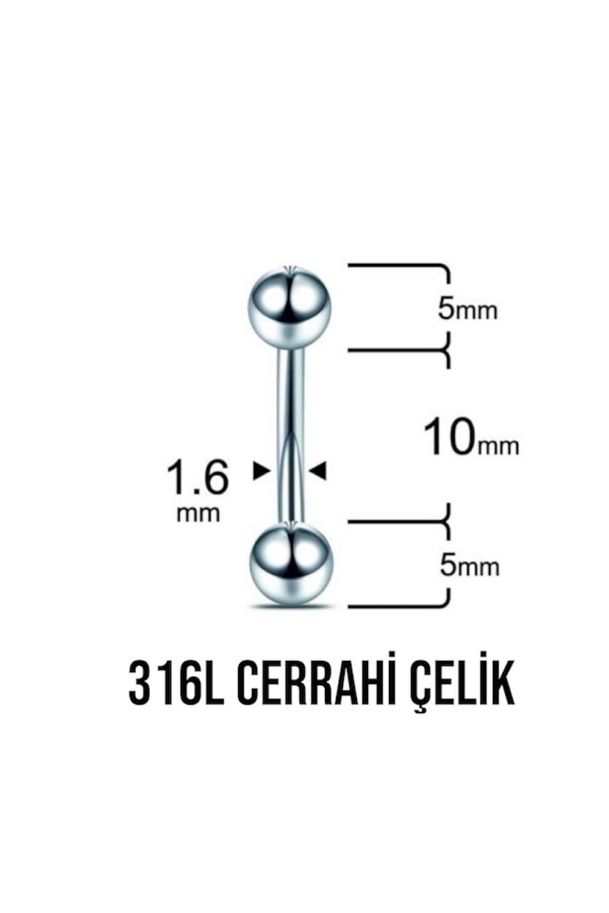 Gümüş Göbek Piercing 10 MM Cerrahi Çelik