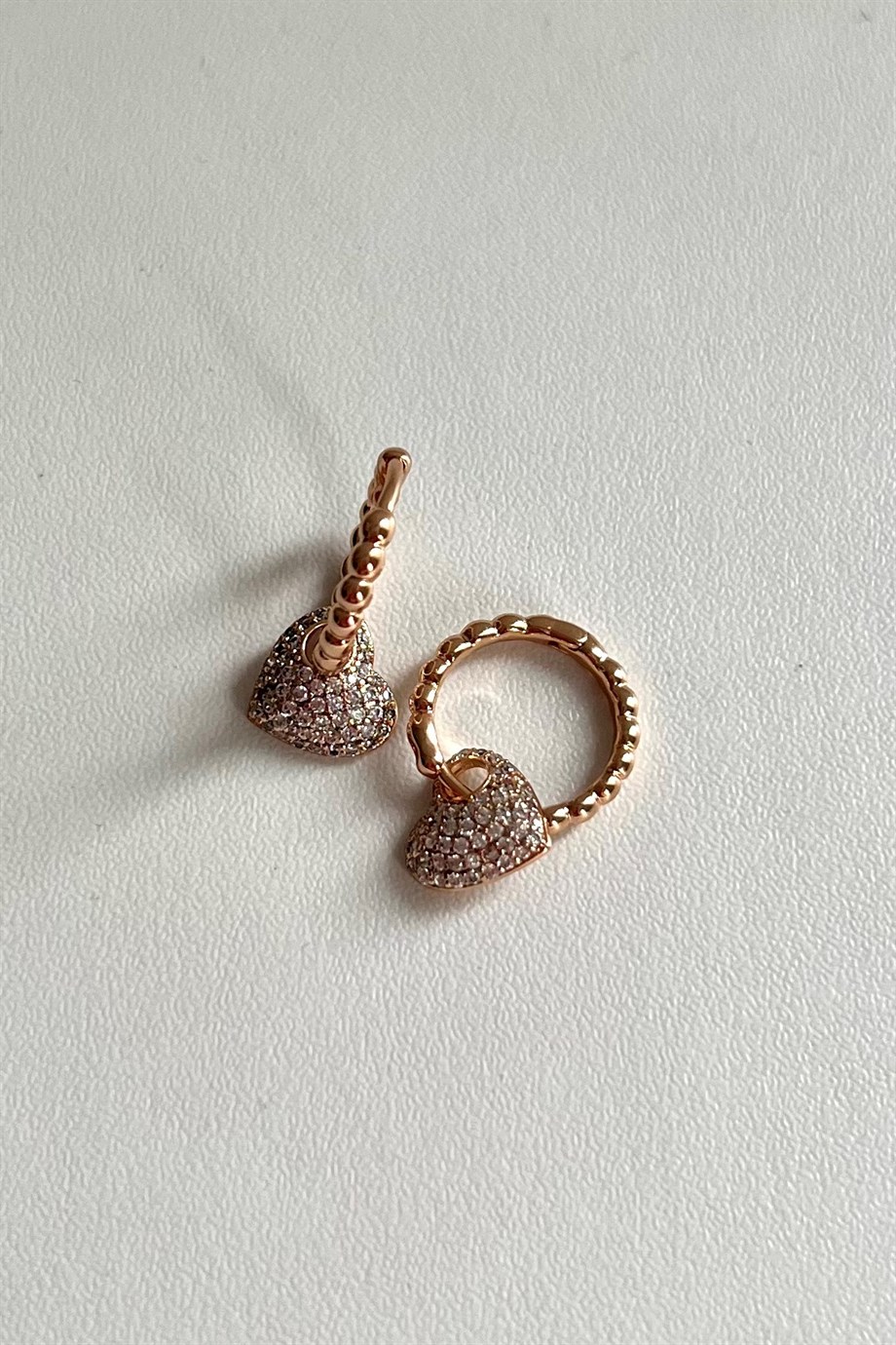 Kalp Charm Burgu Halka Küpe Çifti | Çelik