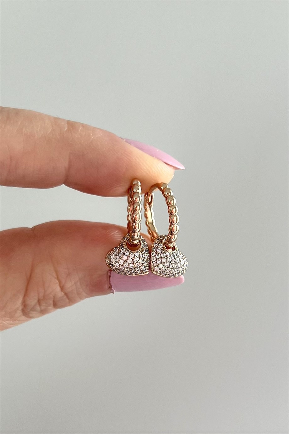 Kalp Charm Burgu Halka Küpe Çifti | Çelik