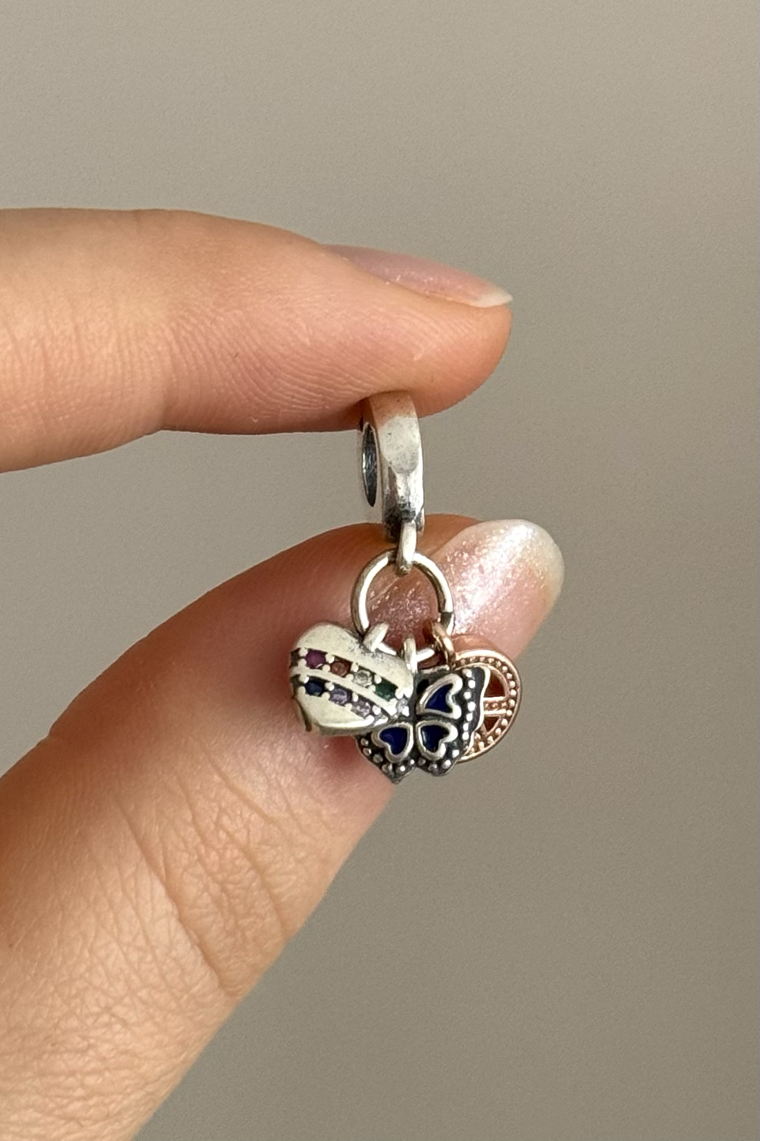 Kalp Kelebek Barış Sembollü Charm 925 Ayar Gümüş