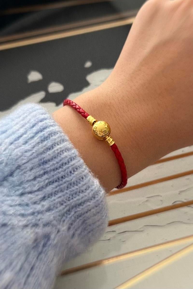 Kırmızı Deri Charm Takılabilir Bileklik