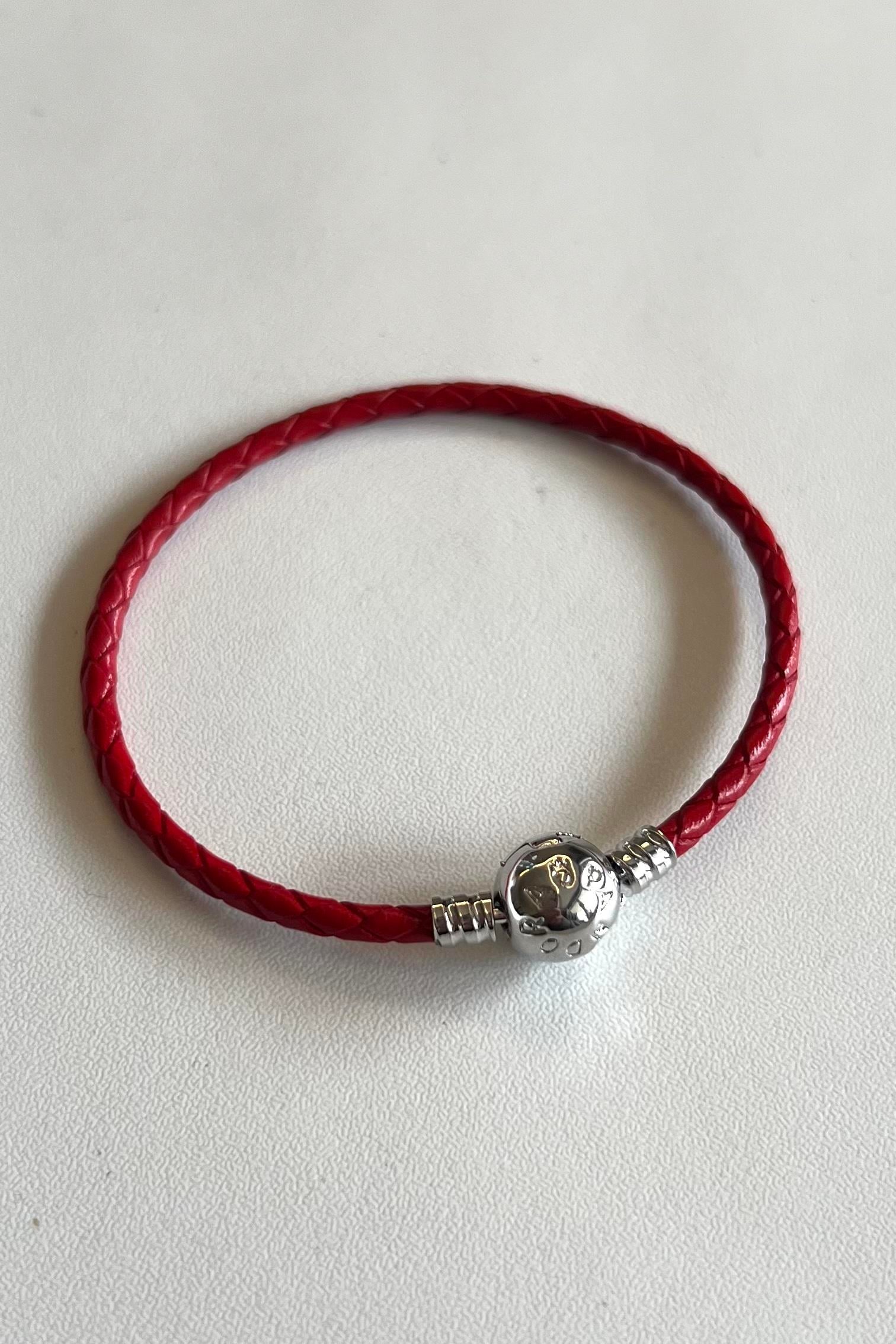 Kırmızı Deri Charm Takılabilir Bileklik