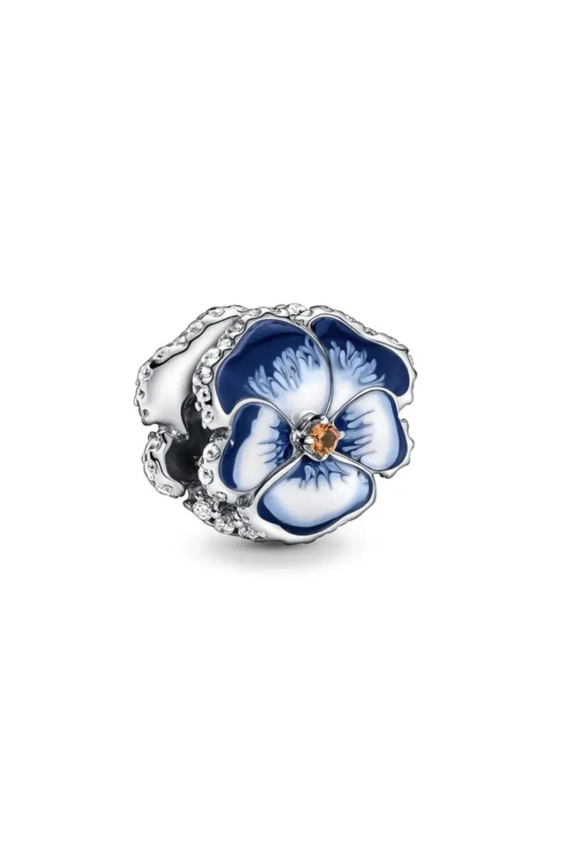 Mavi Menekşe Charm 925 Ayar Gümüş