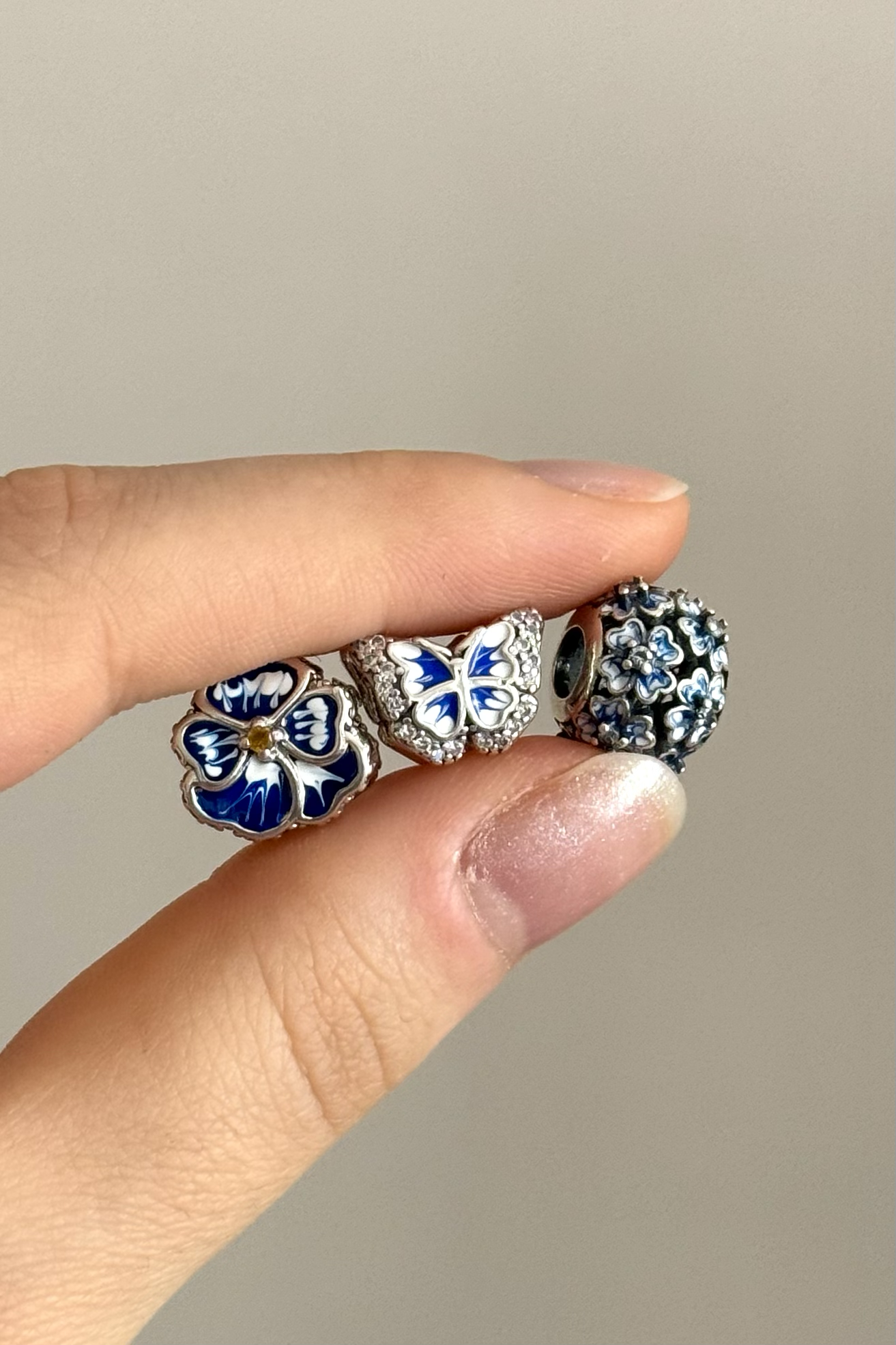 Mavi Menekşe Charm 925 Ayar Gümüş
