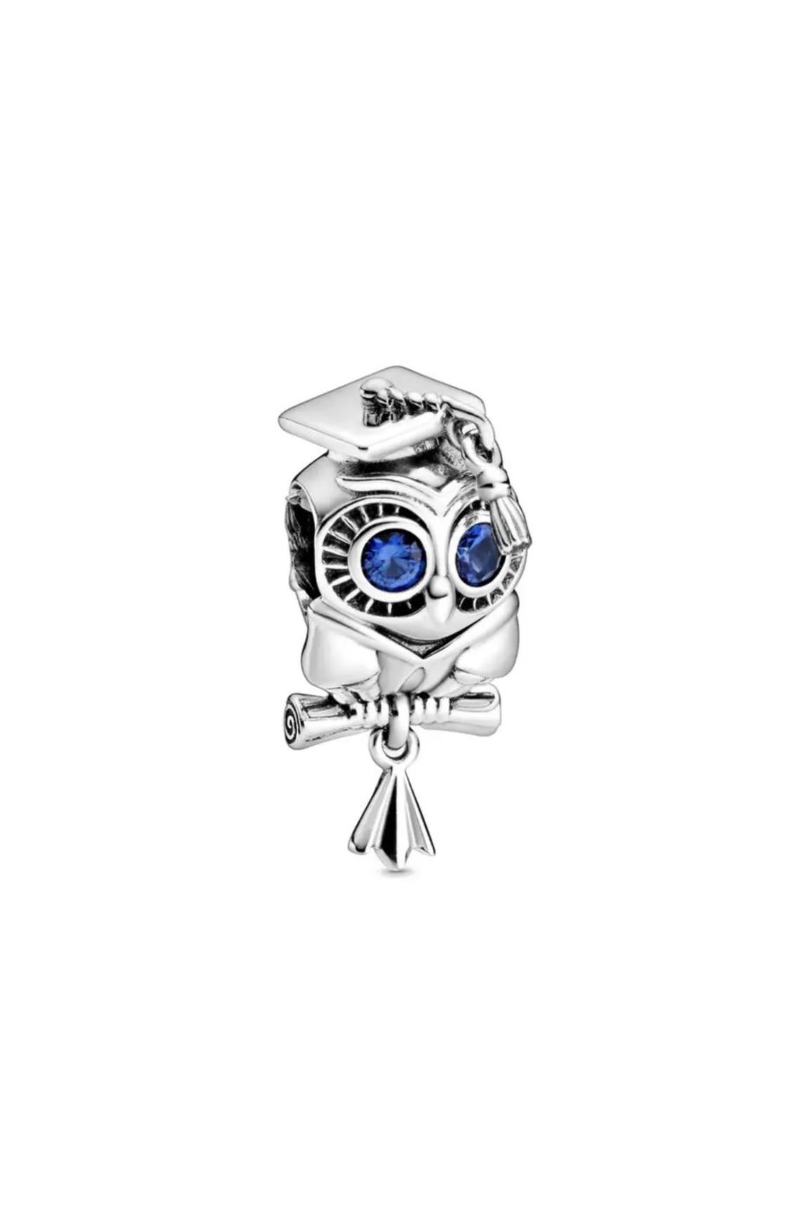 Mezun Baykuş Charm 925 Ayar Gümüş