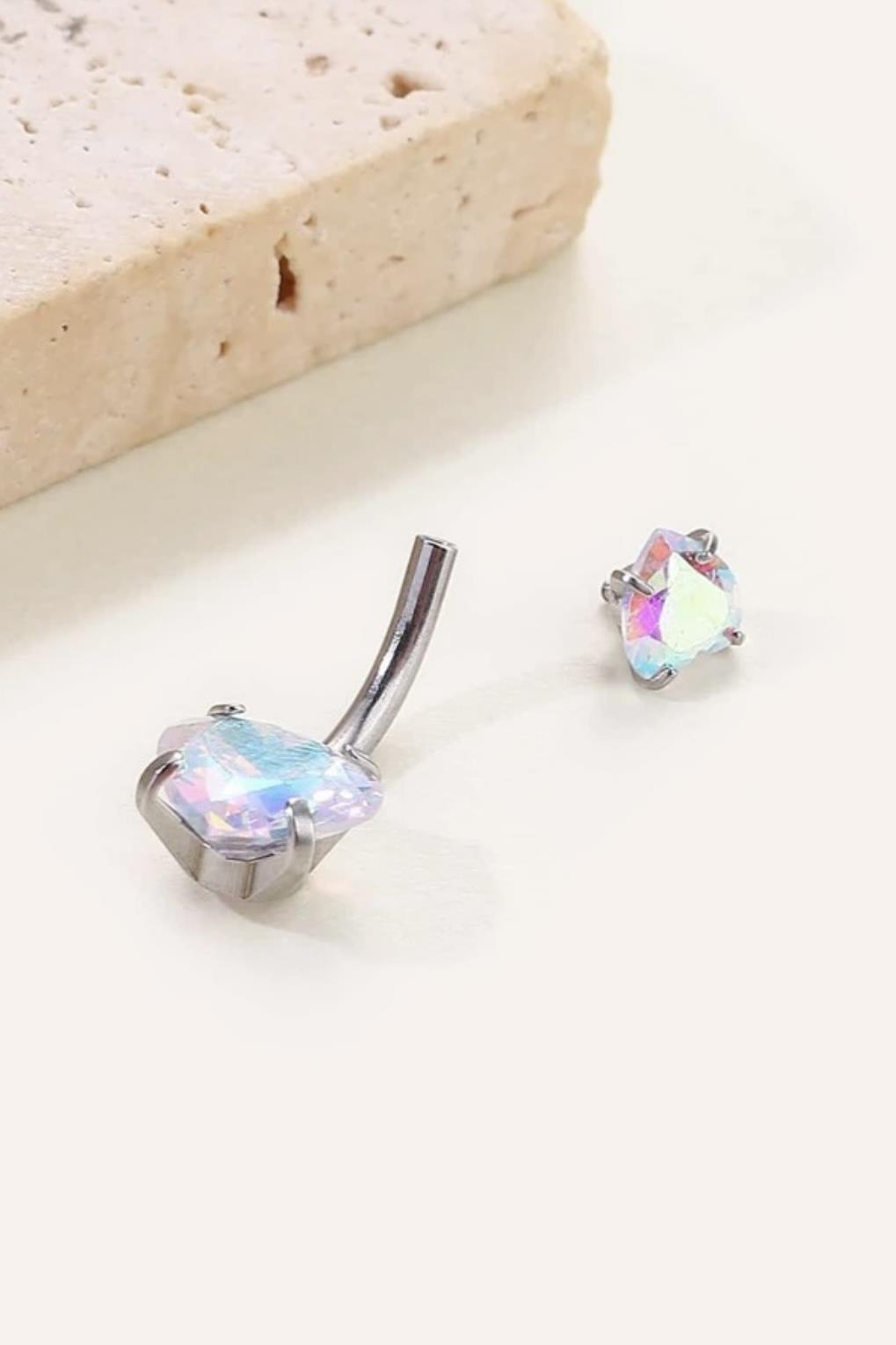 Mini Hologram Kalpli Göbek Piercing 316L Cerrahi Çelik