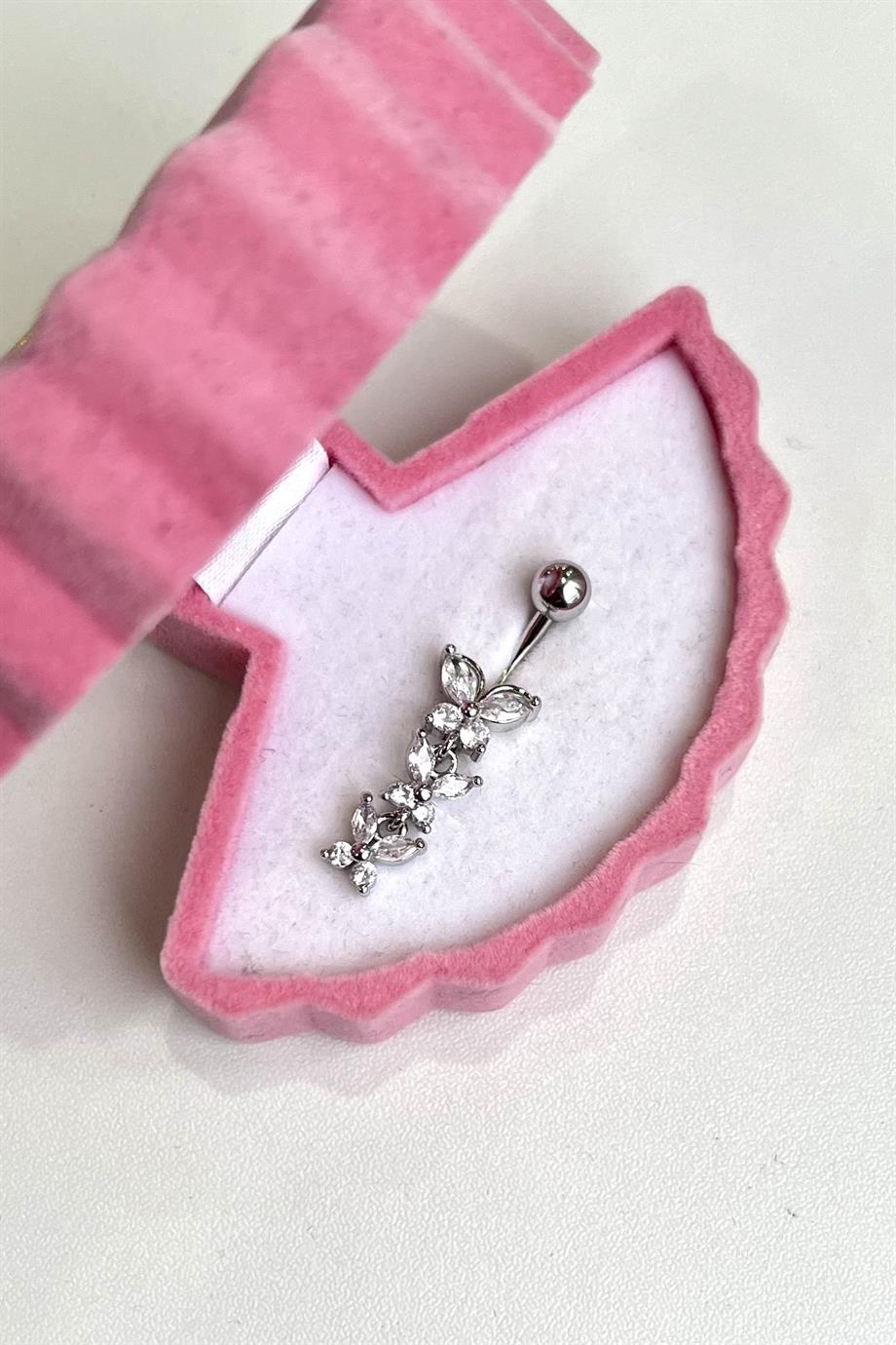 Minik Kelebekler Sallantılı Göbek Piercing | Cerrahi Çelik