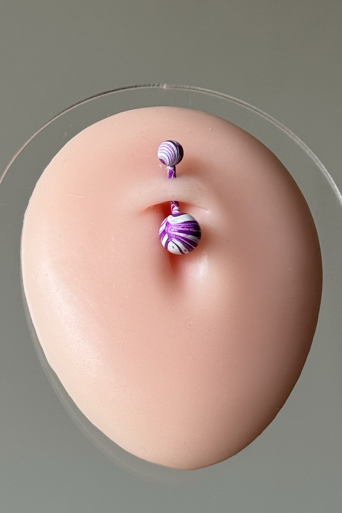 Mor Lolipop Göbek Piercing Cerrahi Çelik