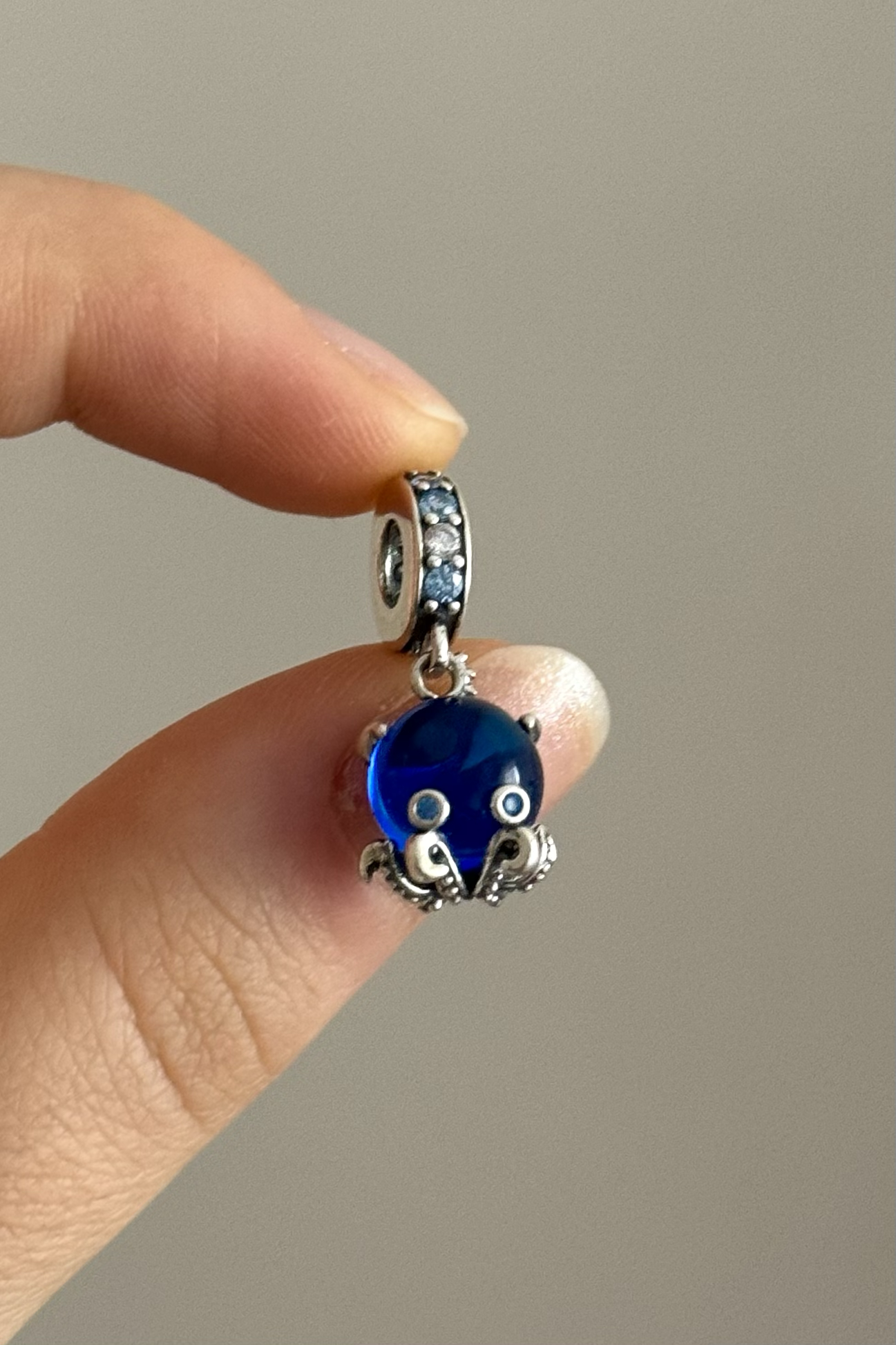 Murano Camı Sevimli Ahtapot Sallantılı Charm 925 Ayar Gümüş