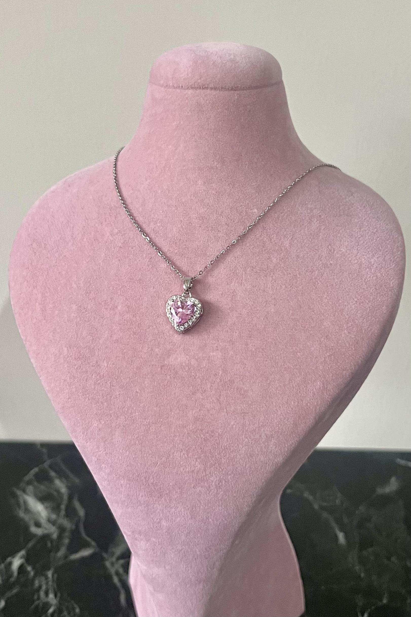 Pembe Kaplı Tektaş Kolye | Çelik