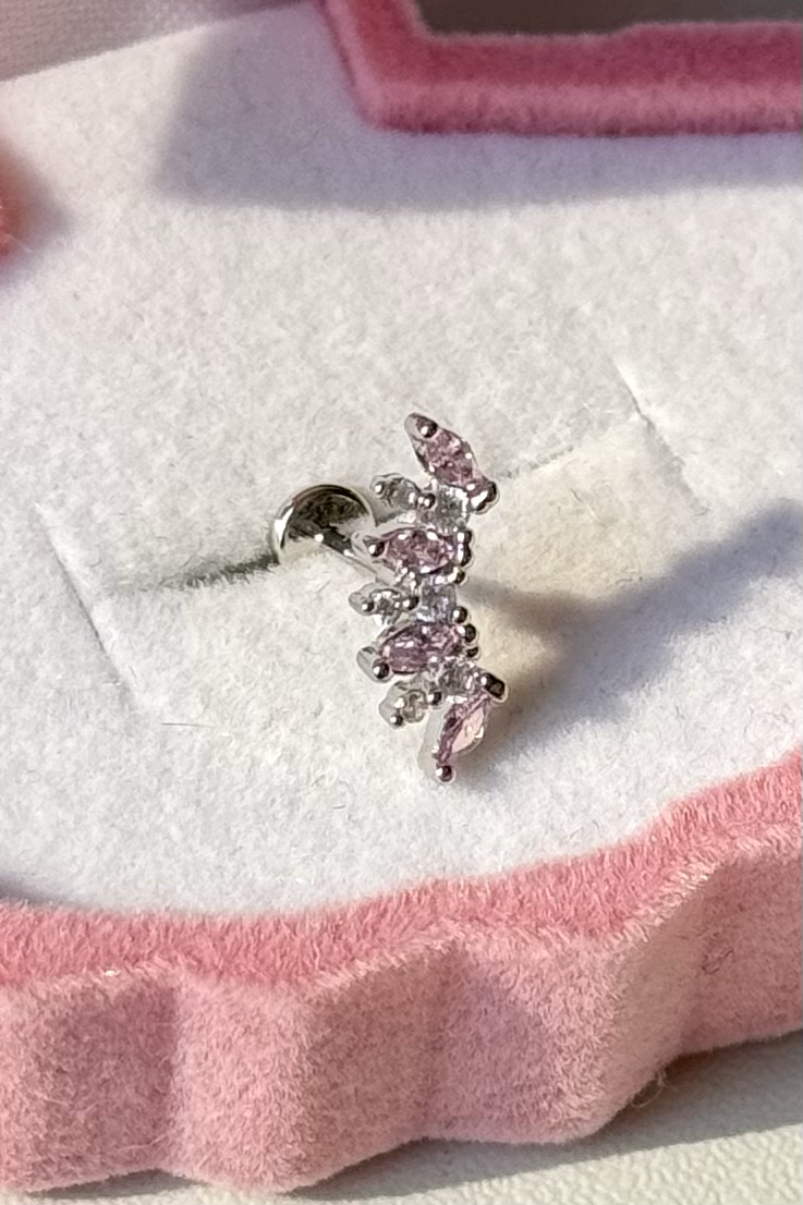 Pembe Uzun Kanat Piercing Cerrahi Çelik